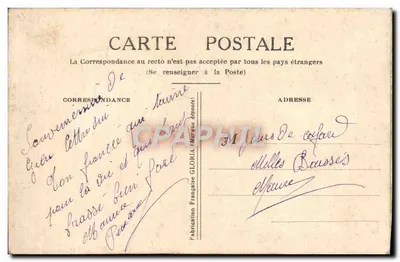 Buquê de rosas e pomba — carta postal bordada — edição Gloria — Verso