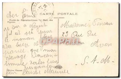 Forêt de Fontainebleau — Mare aux Pigeons — Édition Vincent, Toulouse — Verso