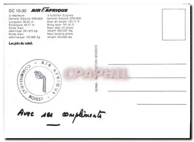 Air Afrique — DC-10-30 — editor SERMA — Verso