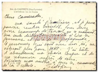 Chegada ao lago de Gaube — Env. de Cauterets (Alto-Pirineus) — Yvon 17 — Verso