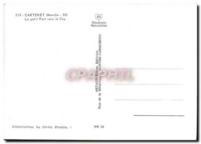 Carteret (Manche) — O pequeno porto em direção ao Cabo — Artaud Frères, Nantes — Verso