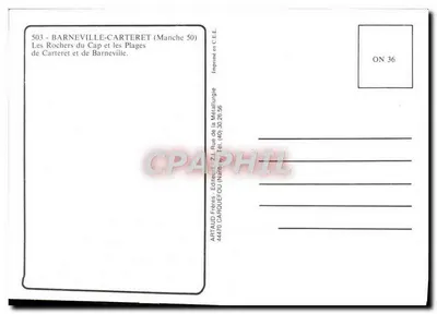 Barneville-Carteret — vista aérea das praias e falésias — Artaud Frères, n°503 — Verso
