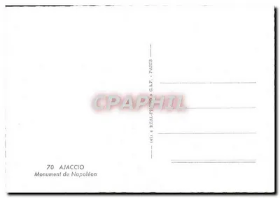 Monumento di Napoleone — Ajaccio — Editore C.P.A.P. n°70 — Verso
