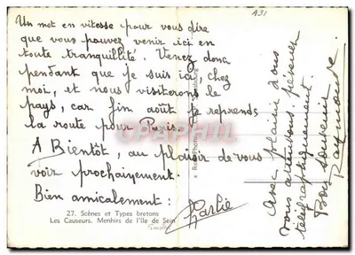 Les Menhirs de l'île de Sein — Cap — éditeur « Resboult » — Verso