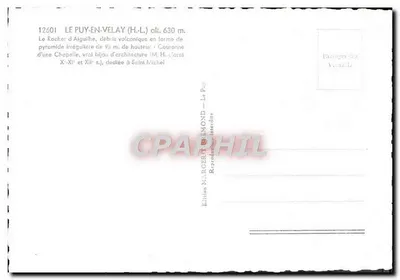 Le Puy-en-Velay — O Rocher d'Aiguilhe — Edição Margerit de Mond — Verso