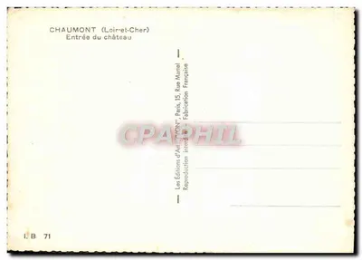 Chaumont (Loir-et-Cher) — Entrada del castillo — Éditions d'Art Marrel, París — Reverso