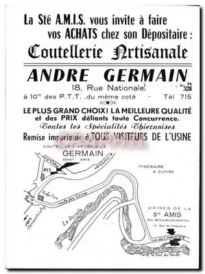 Handwerksmesserhersteller André Germain — Depot der Gesellschaft A.M.I.S. — Lyon — Rückseite