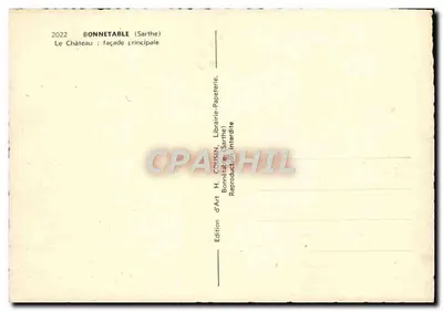 Zamek Bonnetable — główna fasada — Wydawnictwo H. COUSIN, Bonnetable (Sarthe) — Rewers