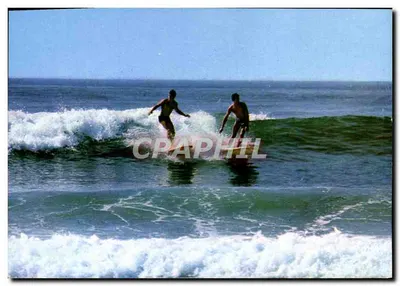 Surfen an der Basque-Küste — Abfahrt eines Surfs und eines Plankys — Verlag: Éd. I. Chatagnéau, Bordeaux