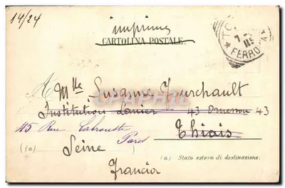 Veneza. Torre do Relógio e Igreja de S. Marco — Imp. Cartolina Postale, n° 5821 — Verso