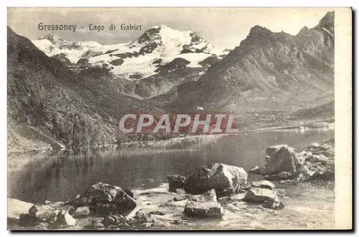 Gressoney - Lago di Gabiet — vista do lago cercado por montanhas nevadas — editor A. Squinto, n° 65381