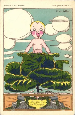 Graine de Poilu — Jego pierwszy krzyk — Fantaisies Parisiennes Aquarellées, seria n°30, autor B. de Selles
