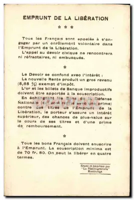 Geral Gouraud — Comandante de um exército (Batalha da Marne, 1914-1918) — Gravado e impresso por 'La Platinogravure' Montrouge — Verso