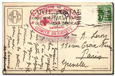 Ceux qui passèrent... — Tarjeta postal conmemorativa de los evacuados franceses — Editor G. Jaeger, Ginebra, n° 54 — Reverso
