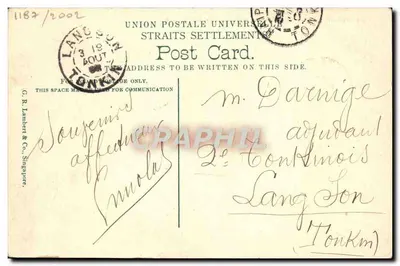 La Banque Chartered d'Inde, d'Australie & de Chine - Singapour — éditeur G.R. Lambert & Co. n° 1187/2002 — Verso