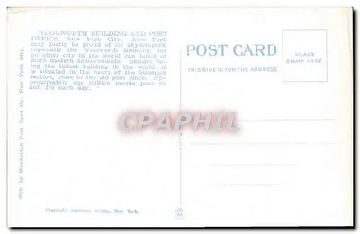Edificio Woolworth e Ufficio Postale — New York City — A.S. editore, n° 17004 — Verso