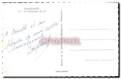 Replantio do arroz em Tananarive — Edição da Livraria de Madagascar, n°121 — Verso