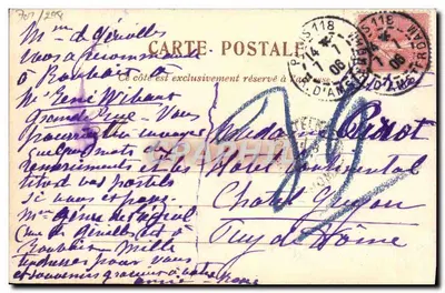 Bilhete postal antigo Cão Poodle — Verso