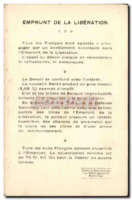 Maréchal Foch — Geral Comandante de Exército e Chefe das Forças Aliadas — Empréstimo da Libertação 1918 — Verso