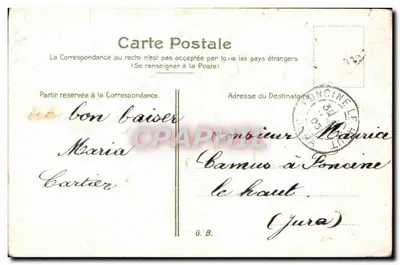 Deux enfants sur un champignon — scène de forêt aux trèfles — éditeur DES PYRÉNÉES — Verso
