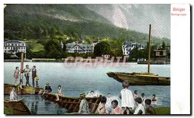 Bilhete postal antigo Bonigen Badegruppe Crianças