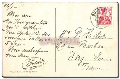 Lac Vierwaldstättersee — vue panoramique — éditeur Wehrli A.-G., Kilchberg-Zürich, n° 10945 — Rewers