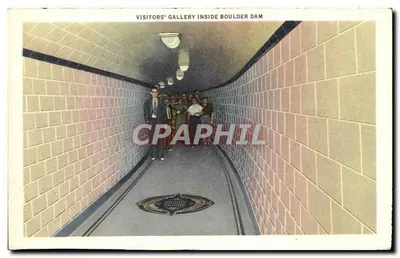 Boulder Dam — Descendo o vagão carregado — Galeria de visitantes no interior — Verso