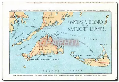 Entrada para o Ocean Park — Os hotéis Pawnee e Metropolitan — Mapa das ilhas Martha's Vineyard e Nantucket — Verso