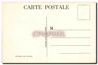 Cavaleiros da carga dos Spahis — Georges Lang, Paris — número de série não visível — Verso