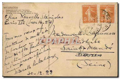 Ogólny widok na mont de Néron — Wiesbaden — wydawca nieznany, nr serii 2901 — Rewers