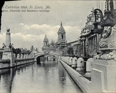 Exposição 1904, St. Louis, Mo. — Edifícios de Eletricidade e Mecânica — editor não identificado