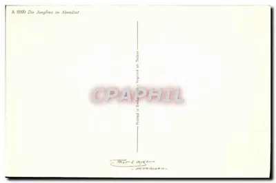 A Jungfrau ao crepúsculo — vista do colo do Aar — editor Thort Cayger, Aarlikon — Verso