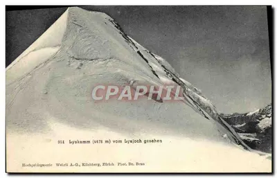 Lyskamm (4478 m) — widok z Lysjoch — seria Hochgebirgsserie, wydana przez Wehrli A.-G., Kilchberg, Zürich