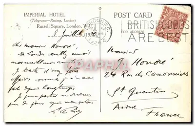 Imperial Hotel — Russell Square, London — éditeur IMPERIAL HOTEL — Verso
