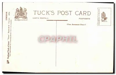 Birmingham. Katedra św. Martyna — widok z kościoła z wieżą i otaczającym placem — Tuck's Post Card, seria 4753 — Rewers