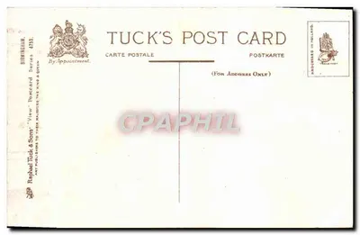 Birmingham. New Street — stadsgezicht met gebouwen en voertuigen — Tuck's Post Card, serie 4753 — Achterkant