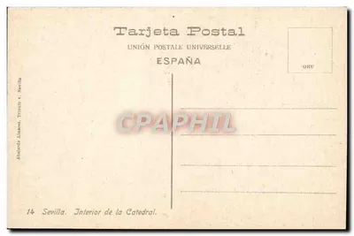 Sewilla — Wnętrze Katedry — Uniwersalna Poczta Międzynarodowa, Sewilla — Rewers