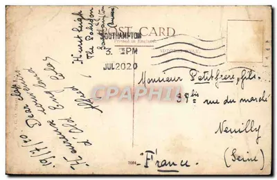 Bilhete postal antigo The Bargate Southampton — Verso