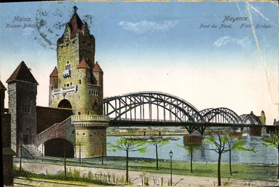 Mayence — Pont du Nord avec tour de la Kaiser-Brücke — éditeur K.S.M. No 810