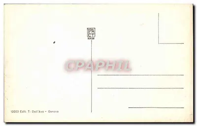 Genua - Piazza Corvetto — widok panoramiczny z tramwajem i budynkami neoklasycznymi — T. Dell'Avo, n° 12053 — Rewers