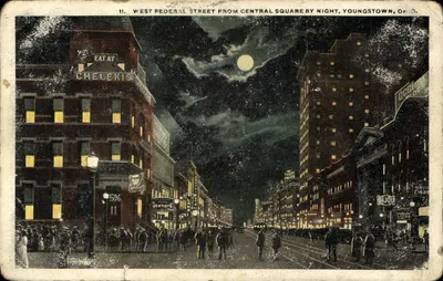 West Federal Street from Central Square by Night, Youngstown, Ohio — Harry N. Hsaw, editor, n°11
