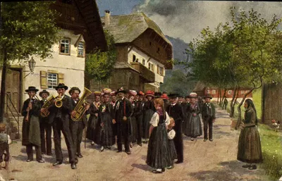 Festa da juventude camponesa — Riberg, Baviera — Verlag der Hofkunsthandlung Edin. von König, Schwarzwald, série II, n° 9
