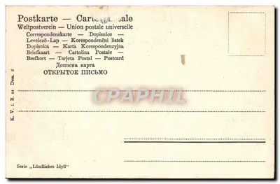 Owce na polu — Wydawca K. V. I. B. 12, seria 'Ländliches Idyll' — Rewers