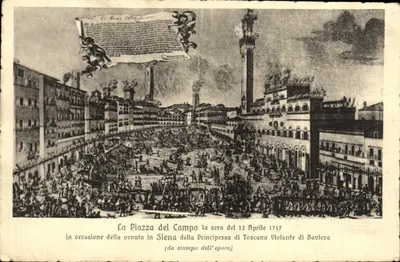 Bilhete postal antigo La Piazza Del Campo 1717