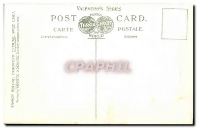 Sąd Czciny z Hali Kongresowej — Wystawa Francusko-Brytyjska, Londyn, 1908 — seria Valentine's — Rewers
