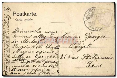 Stara pocztówka Wallerfangen A D Saar Bezirksstrasse Gasthaus — Rewers