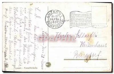 Lucerna - Kapelbrug — binnenkant met fresco’s — uitgever onbekend — Achterkant