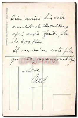 Zamek Chillon i Zatoka Montreux — Stara pocztówka n°1219 — Wydawca R. B. Chapularier Fils, Lausanne — Rewers