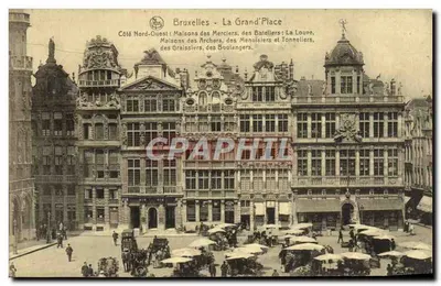 Bruxelas - A Grand'Place — Lado Noroeste : Casas dos Mercadores, dos Barqueiros, dos Arqueiros, dos Carpinteiros e Barrilheiros, dos Graxeiros, dos Padeiros — Editor Em. Thill, Bruxelas, N° 430