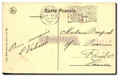 Bruxelas - A Grand'Place — Lado Noroeste : Casas dos Mercadores, dos Barqueiros, dos Arqueiros, dos Carpinteiros e Barrilheiros, dos Graxeiros, dos Padeiros — Editor Em. Thill, Bruxelas, N° 430 — Verso